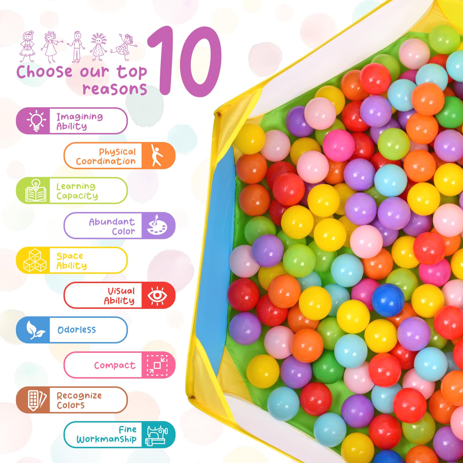 Eocolz ball pit large pop-up tent with red accents, promotes a safe contained play area.