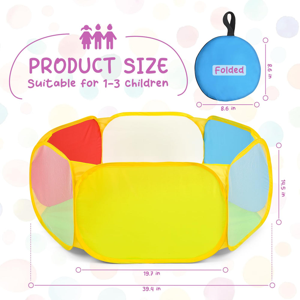 Eocolz ball pit with mesh walls, easy visibility during active play.