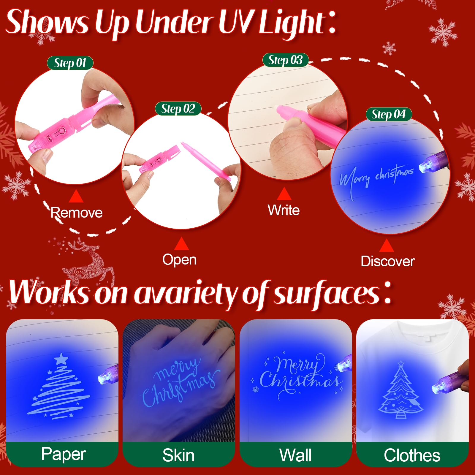 EODVICS invisible ink pen glow cap enabling instant message reveal.