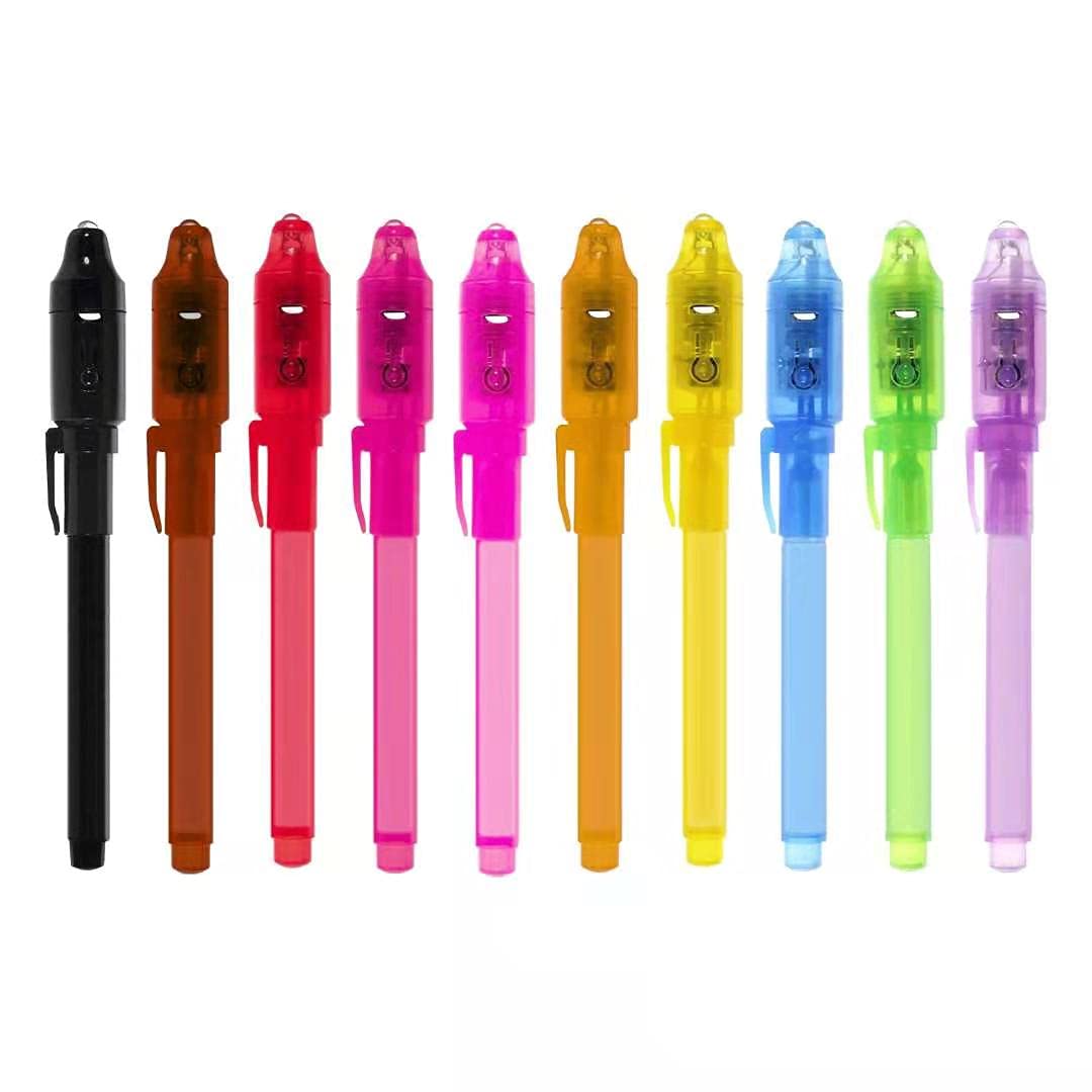 EODVICS invisible ink pens with light pack showing hidden messages for party use.