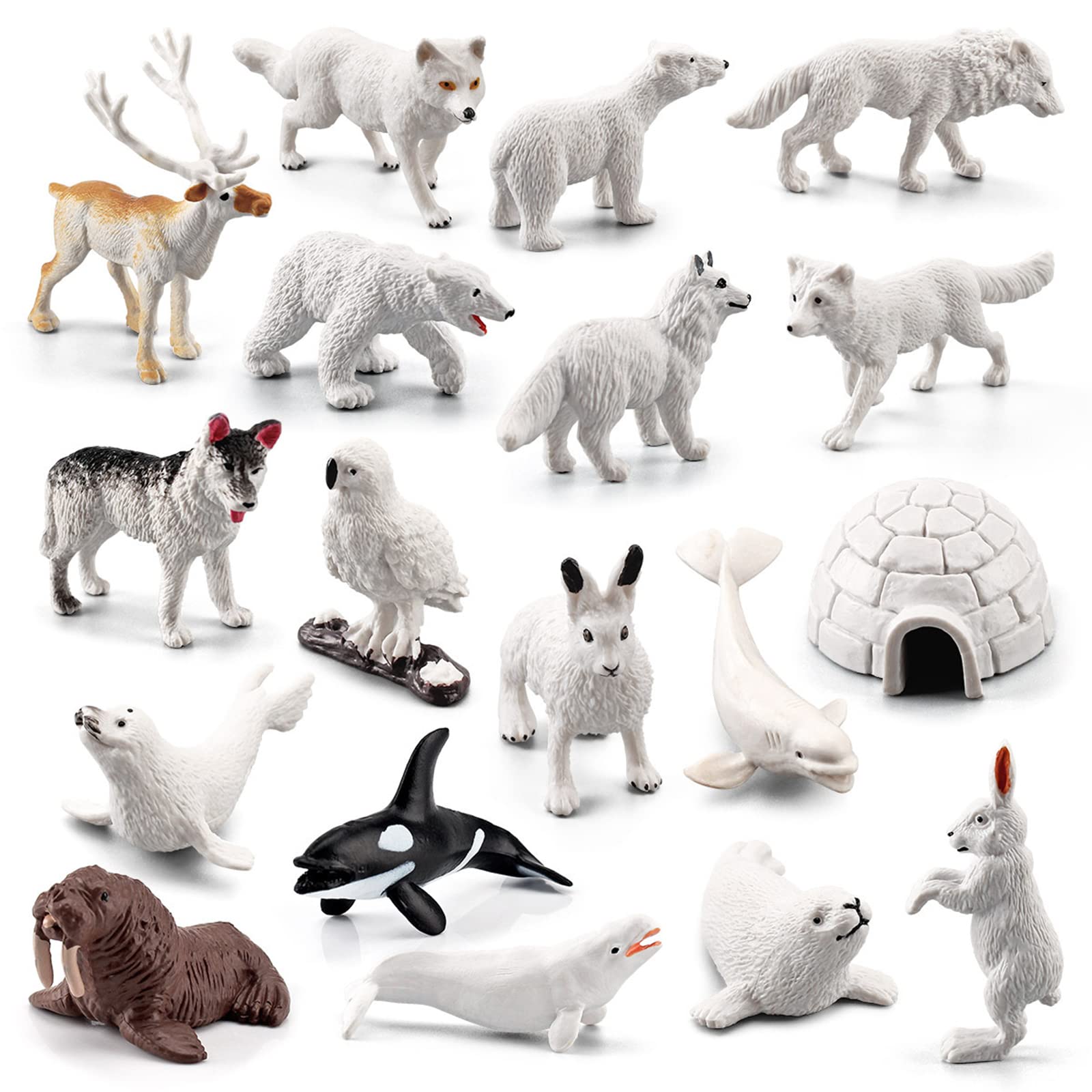 EOIVSH Arctic fox figurine for imaginative play and color recognition.