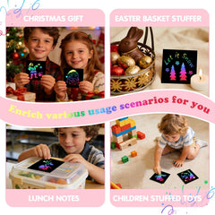 Eommmgl-180 Rainbow Scratch Paper Set kids crafting anywhere with mess-free setup.