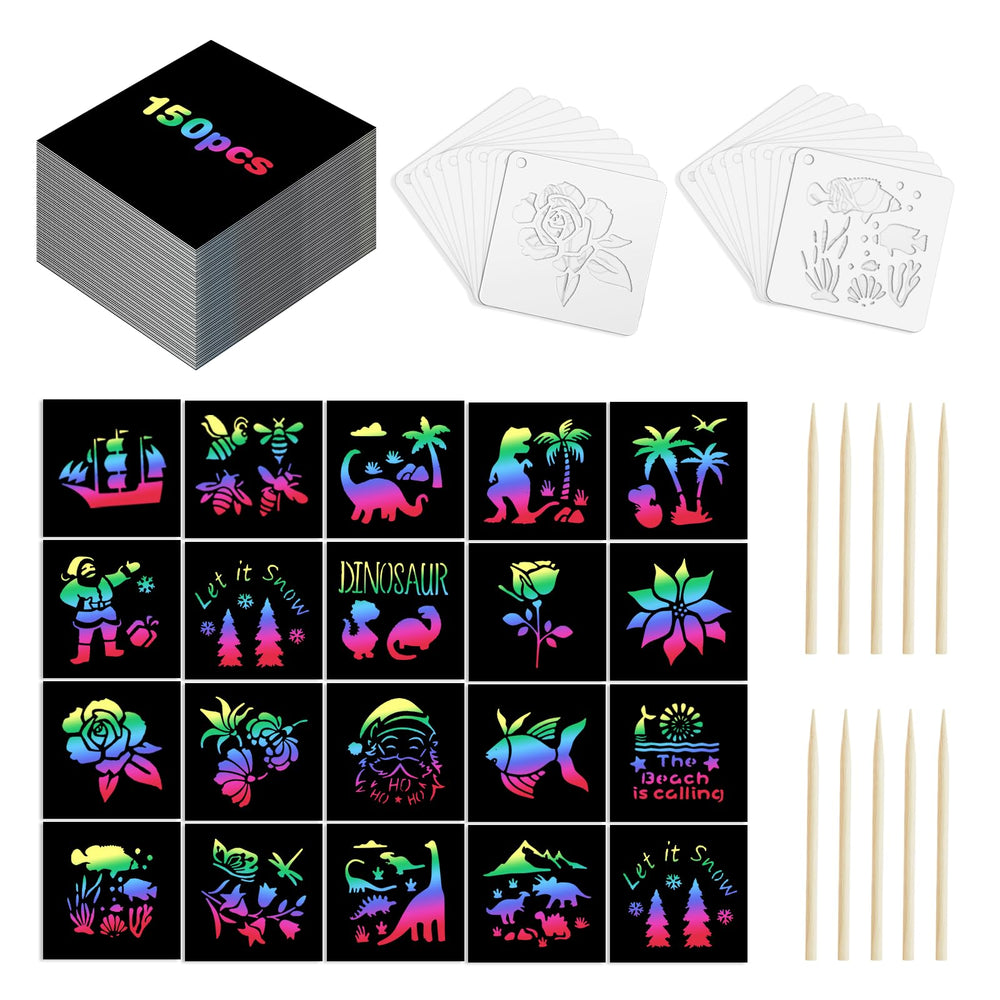 Eommmgl-180 Rainbow Scratch Paper Set packaging highlighting a gift-ready design for parties.