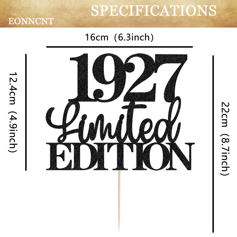 EONNCNT 99th birthday cake topper in black glitter elevates photo-worthy moments.