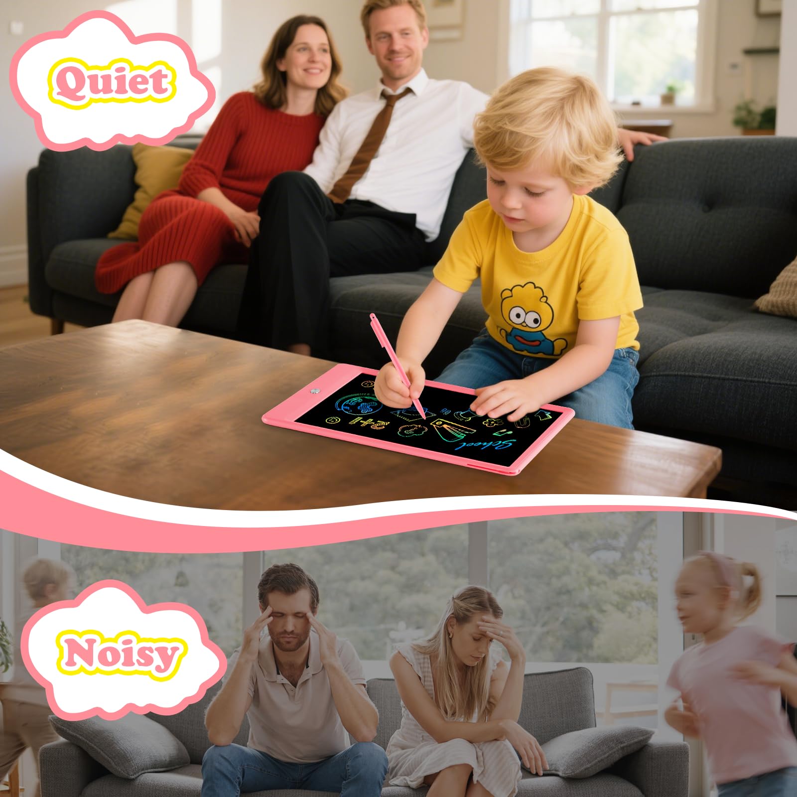 One-second erase button clears the screen quickly for a fresh start
