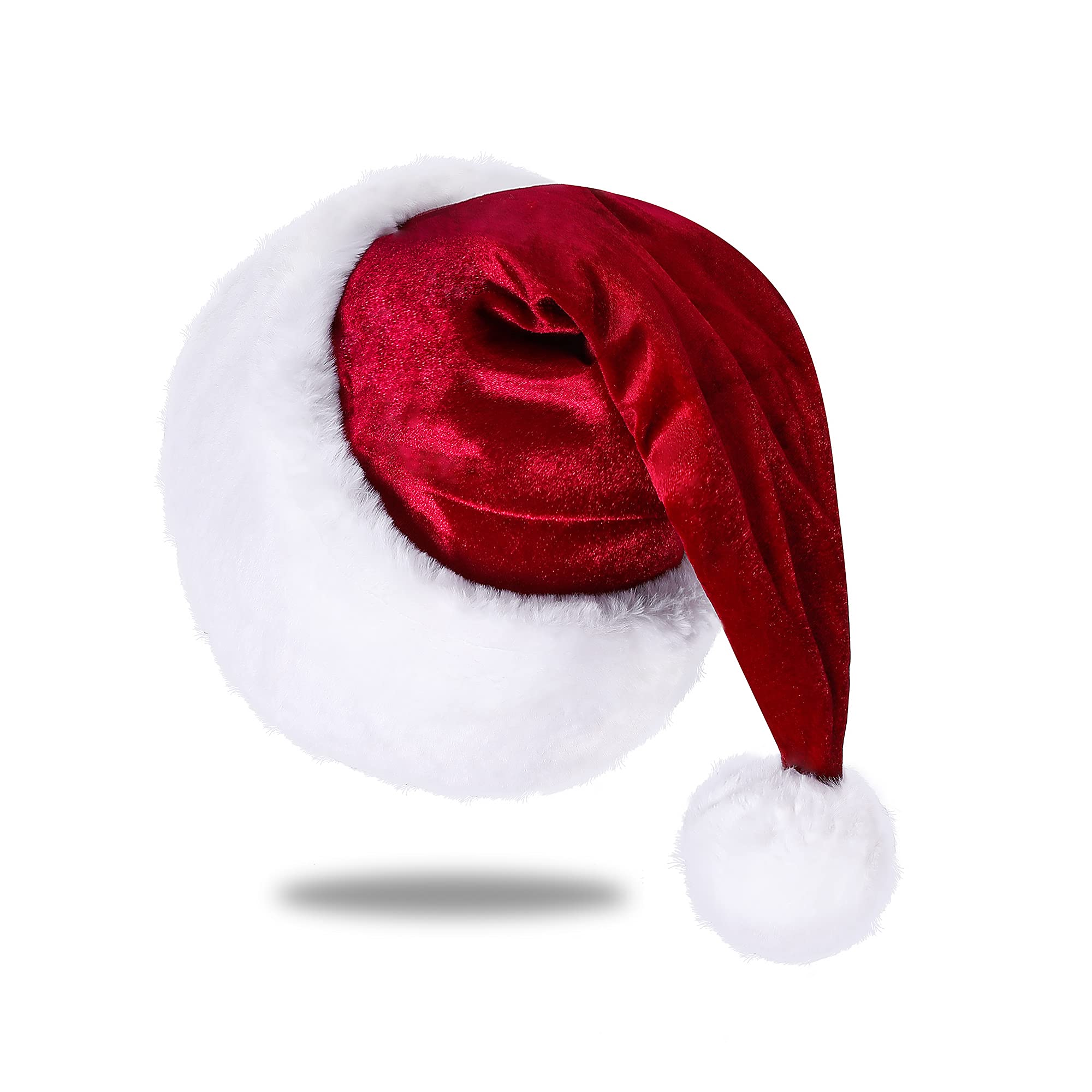 Eoocan Santa Hat for kids in wine red velvet, comfy festive wear.
