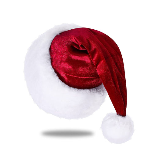 Eoocan Santa Hat for kids in wine red velvet, comfy festive wear.