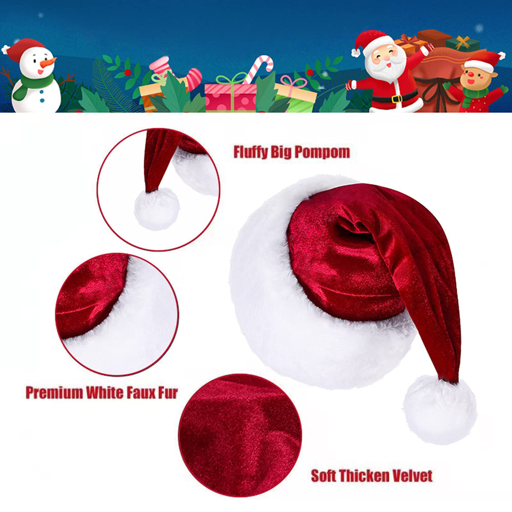 Detail of the plush brim on the Eoocan Santa Hat, cozy styling.