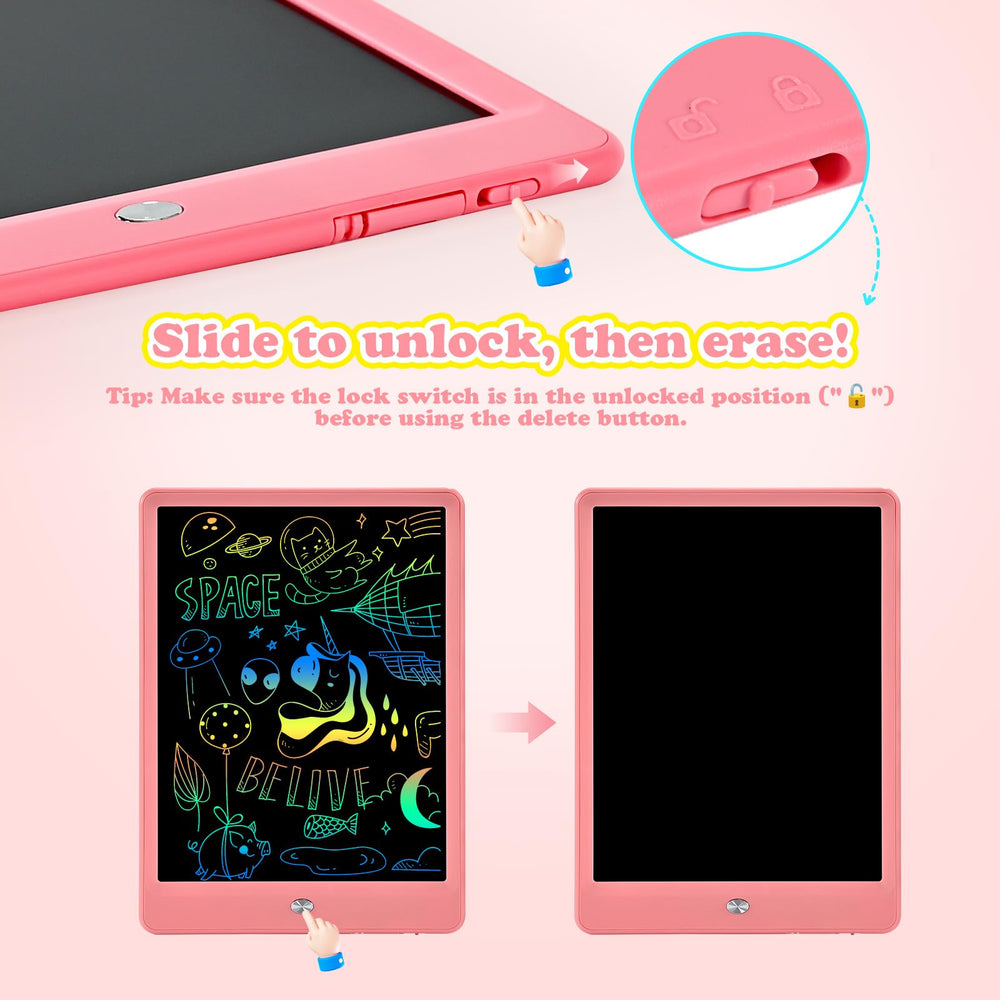 EooCoo LCD Writing Tablet stored in kids bag for mess-free travel