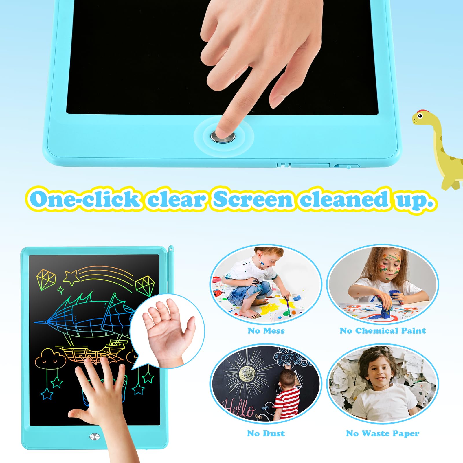 EooCoo long-battery LCD tablet powers many rounds of erasing and drawing