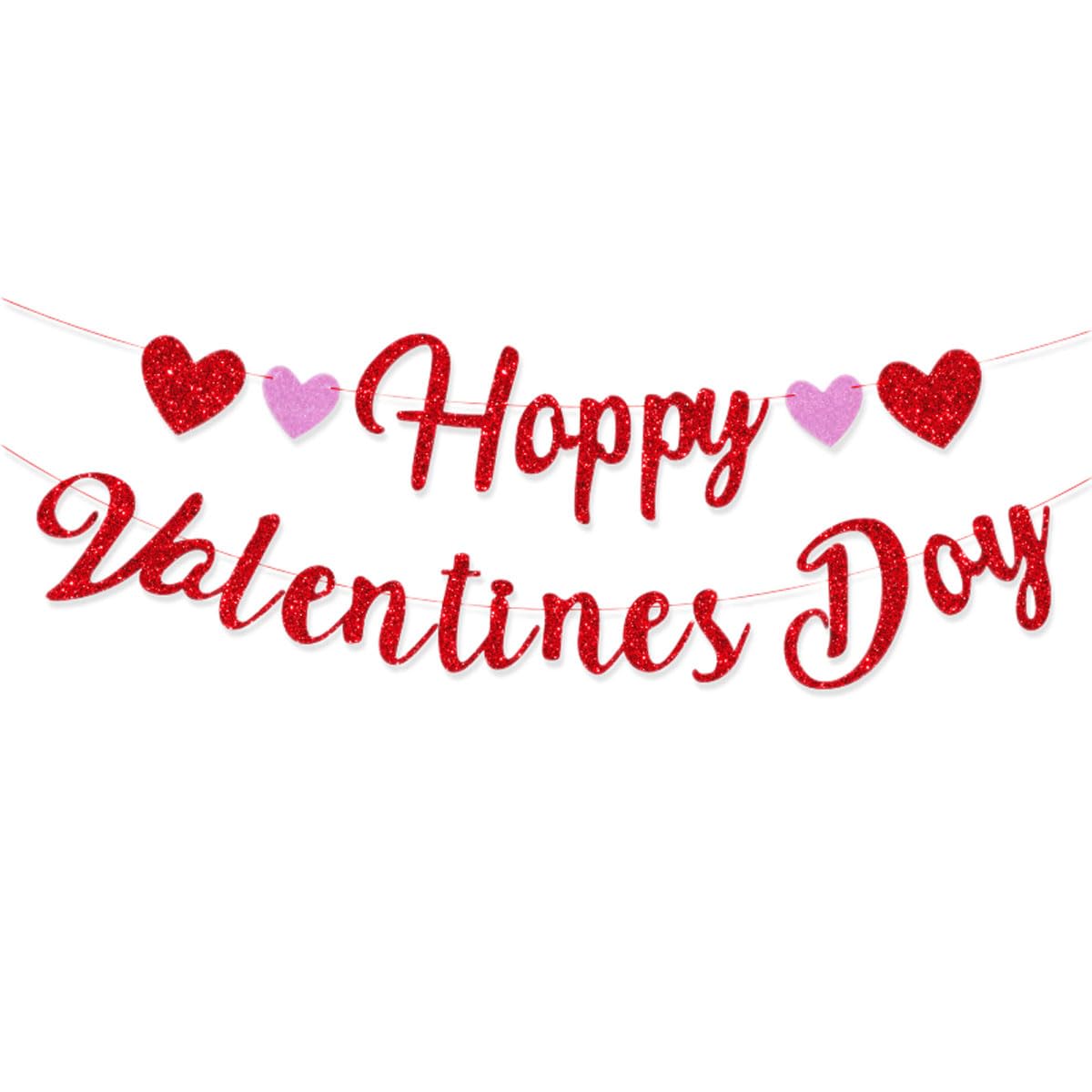 Eostankr Happy Valentines banner letters ready for festive decor, bold red lettering