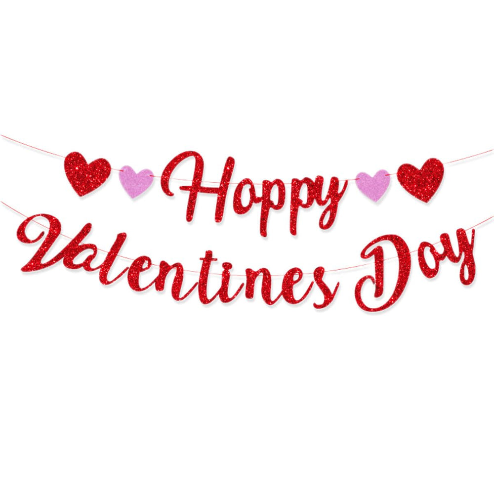 Eostankr Happy Valentines banner letters ready for festive decor, bold red lettering