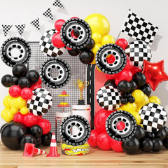 Eostankr racing wheels party decor closeup highlights metallic shine