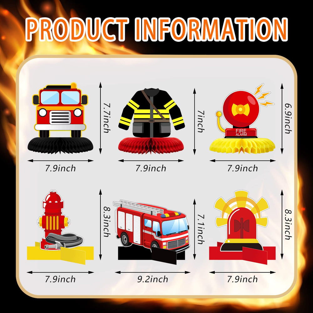 Epakh firetruck honeycomb centerpiece with bold colors adds height to a party setup