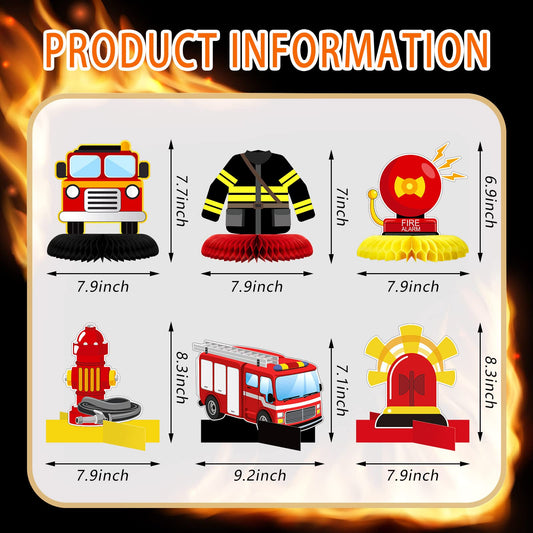 Epakh firetruck honeycomb centerpiece with bold colors adds height to a party setup