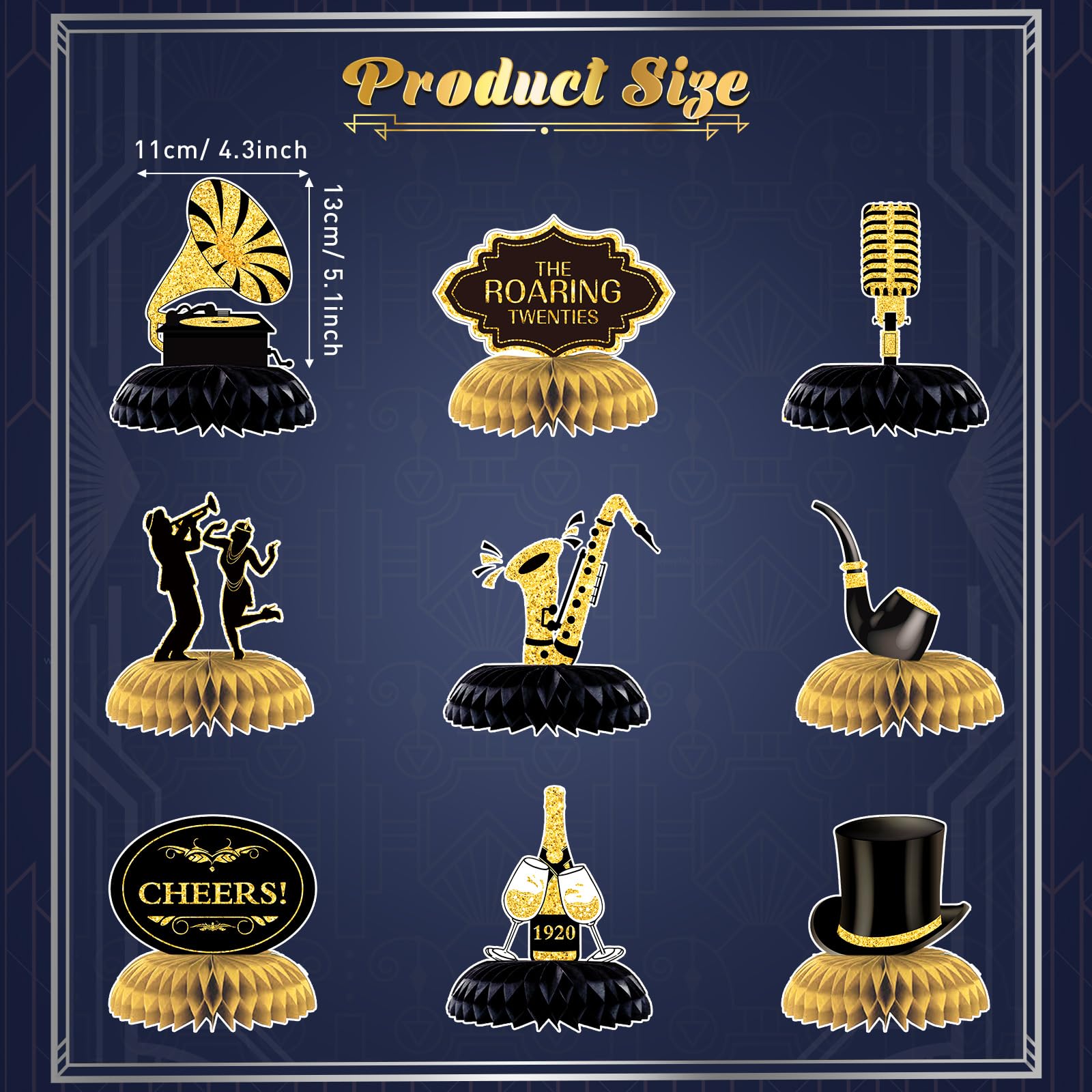 Epakh champagne centerpiece adds elegant black and gold flair to celebrations