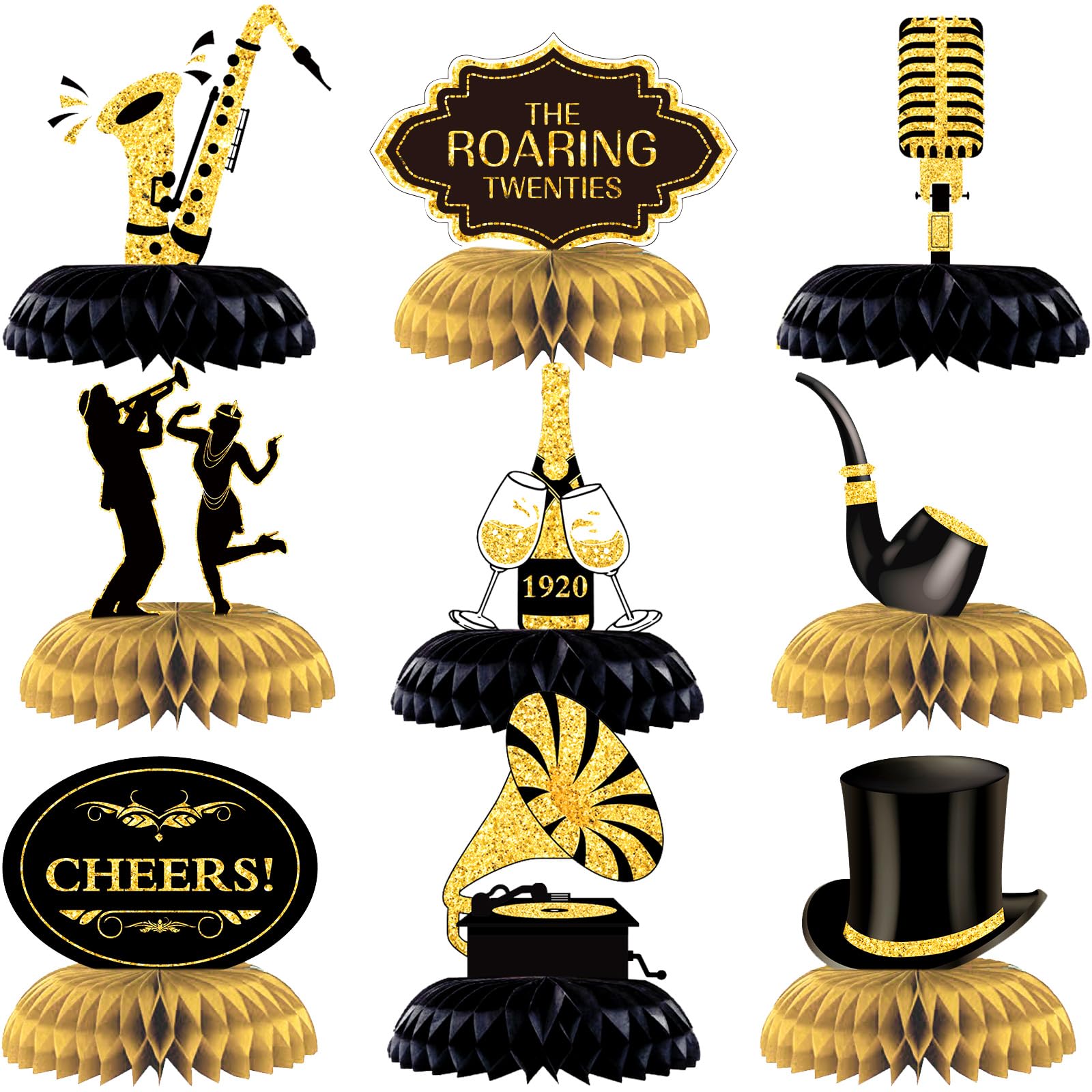 Epakh phonograph centerpiece enhances vintage table decor for 1920s parties