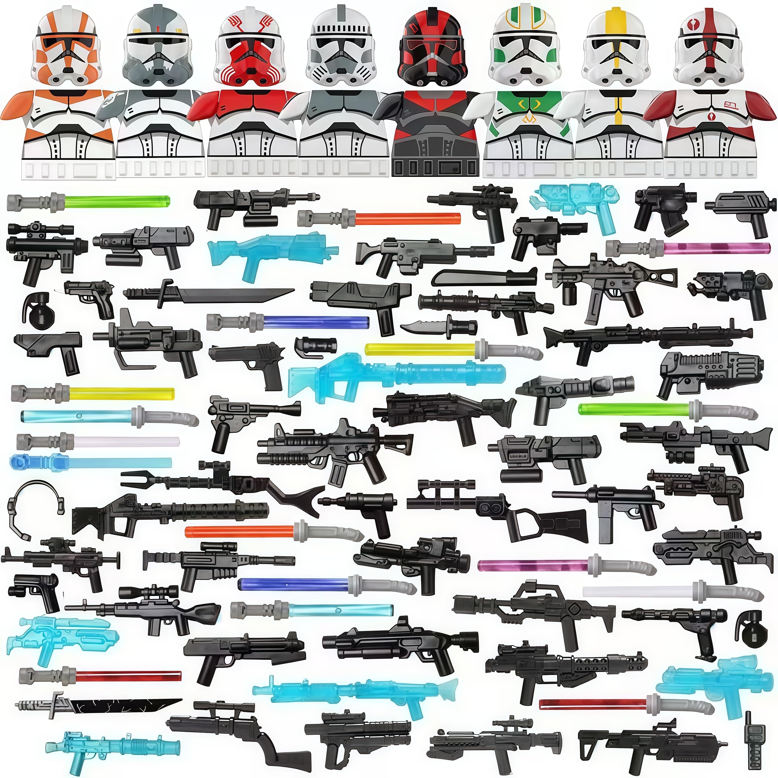 EPAZISOH military minifigures helmet masks and swords for imaginative play and display.