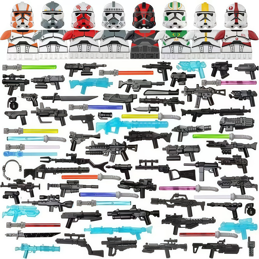 EPAZISOH military minifigures helmet masks and swords for imaginative play and display.
