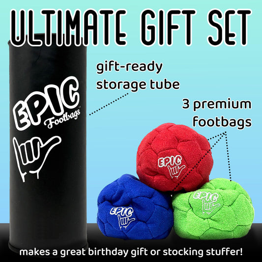 Epic Footbags Classic green set highlights sturdy stitching for reliability