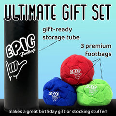 Epic Footbags Classic green set highlights sturdy stitching for reliability