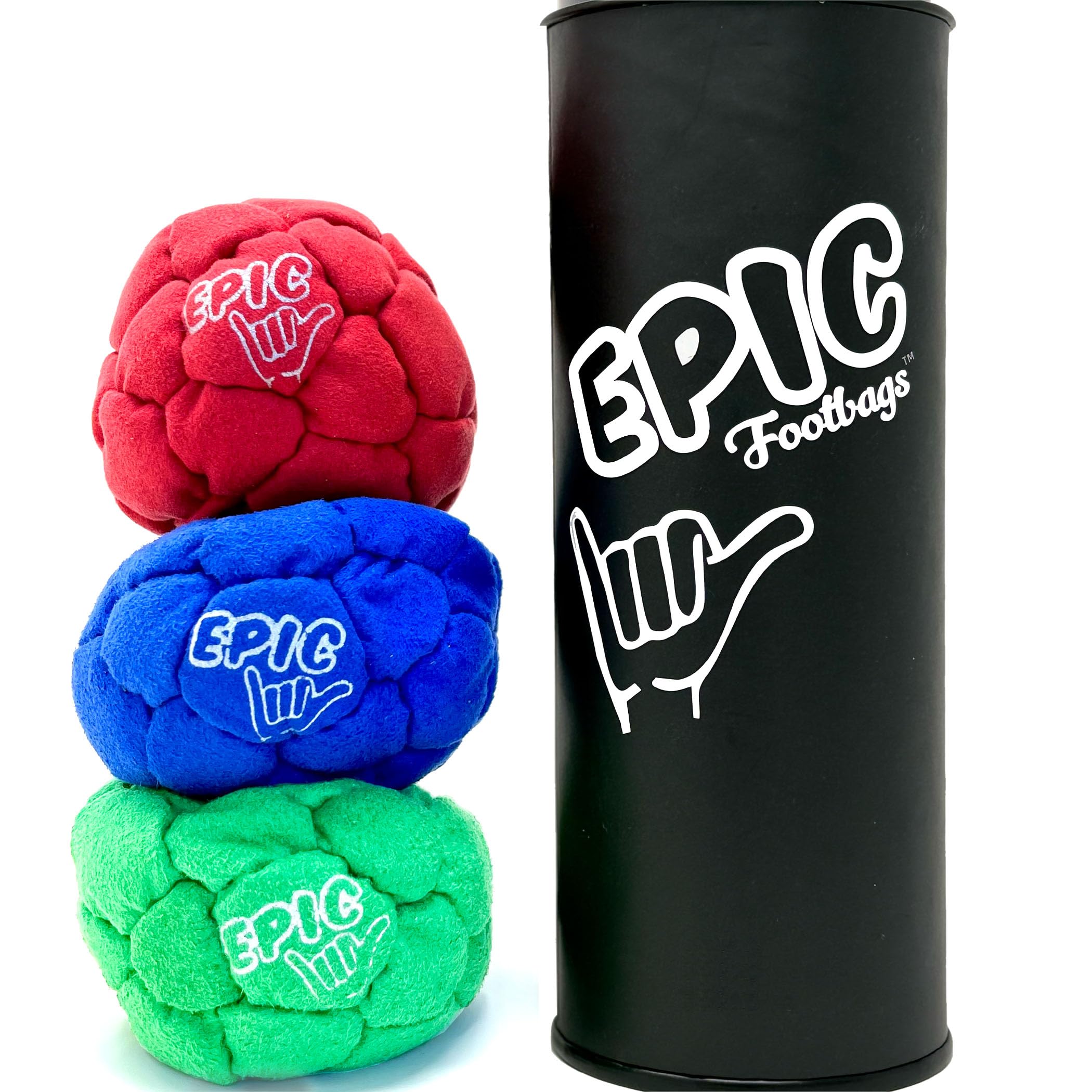 Epic Footbags Classic red set shows durable suede for daily play