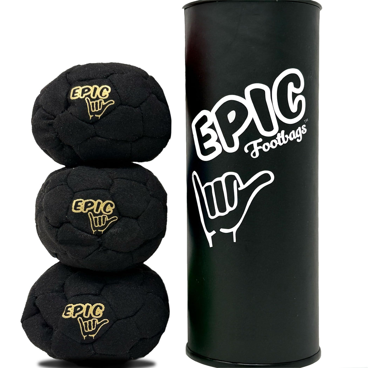 Epic Footbags stitching detail on classic 3-foot bag.