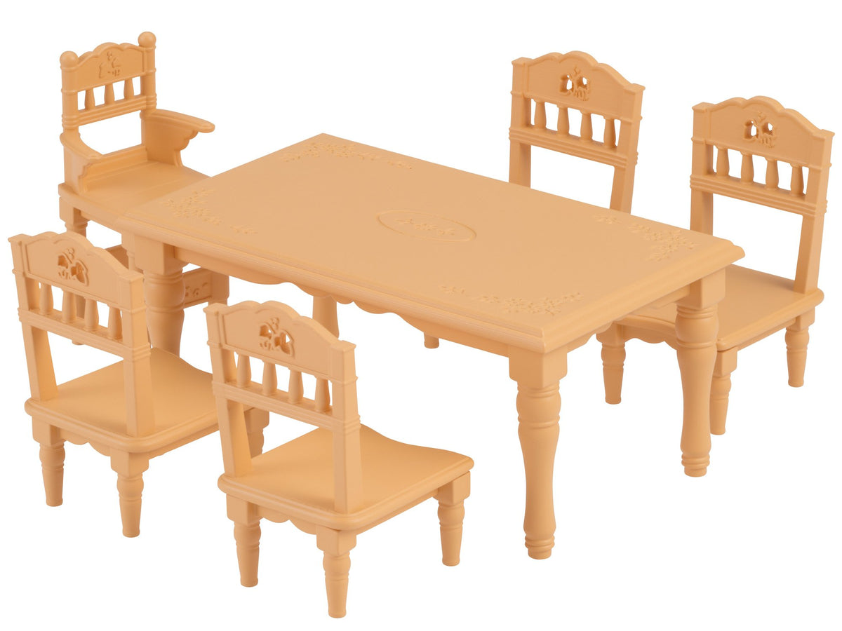 Epoch Sylvanian dining table set with a large dining table for pretend meals