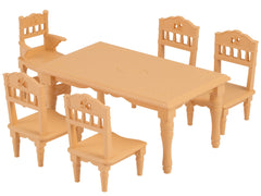Epoch Sylvanian dining table set with a large dining table for pretend meals