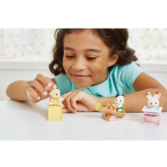 Epoch Sylvanian Families Baby House Slide B-39 assembly shot demonstrates easy setup.