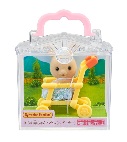Epoch Sylvanian Families stroller B-34 side detail highlighting compact design for tiny toys.