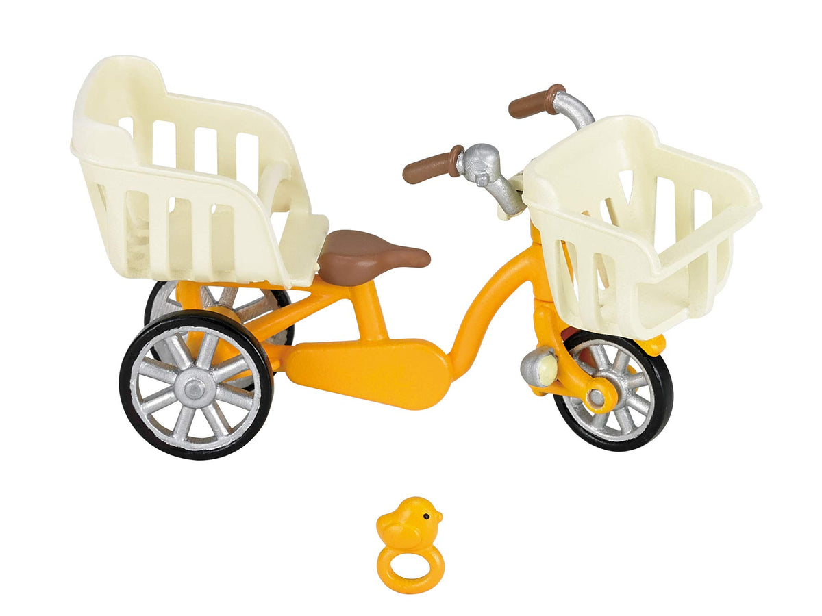 Epoch Sylvanian Families bike scene with three riders, ideal for imaginative play.