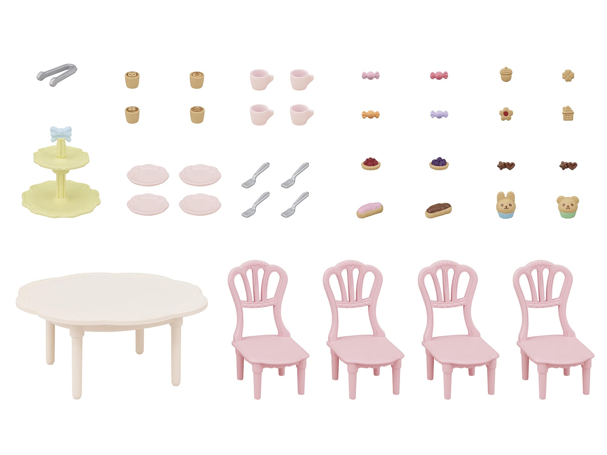 Epoch Sylvanian Families sweets party set 2-tier stand adds festive display.