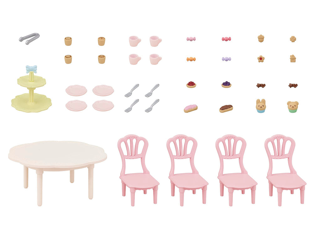 Epoch Sylvanian Families sweets party set 2-tier stand adds festive display.