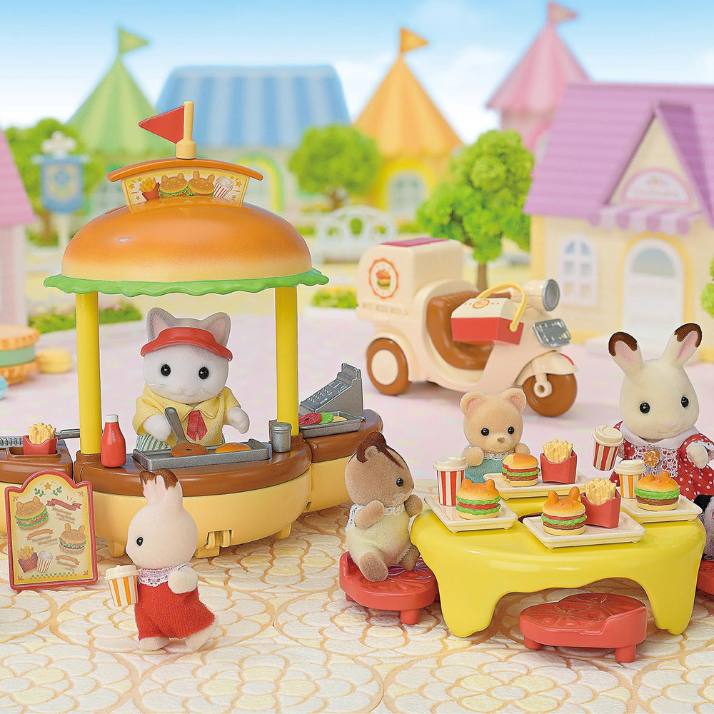 Epoch Sylvanian hamburger stand assembly setup for play