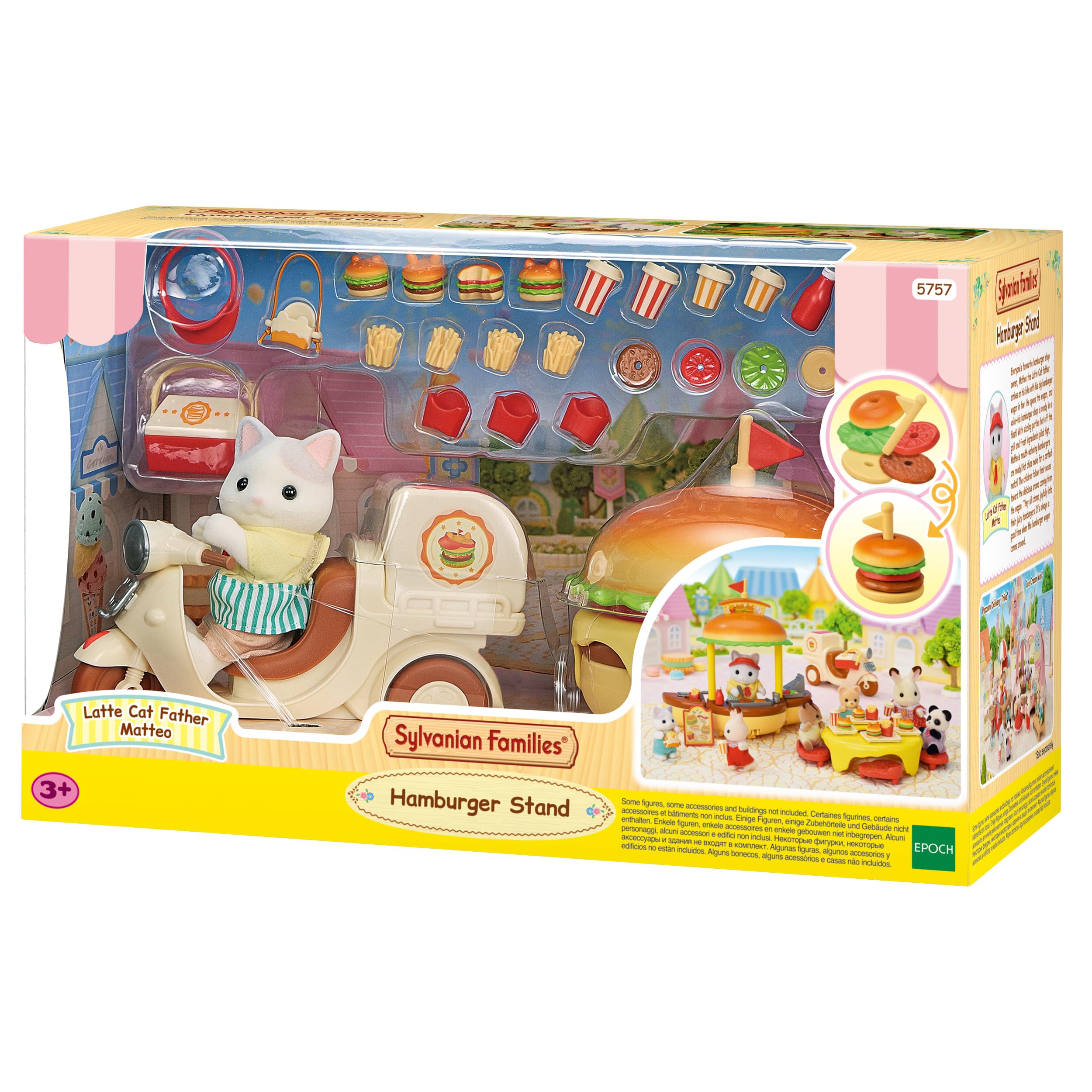 Epoch Sylvanian Hamburger Stand trolley with accessories for imaginative play
