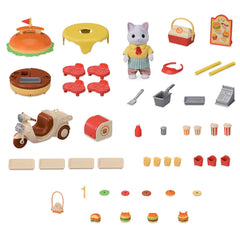 Epoch Sylvanian Latte Cat Dad figure joins the family role-play