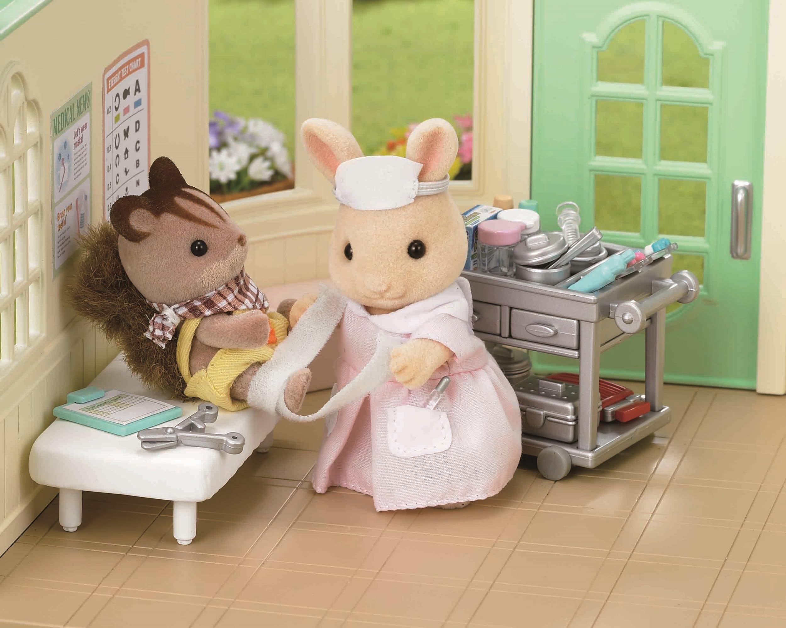 Epoch Sylvanian nurse set displayed on a shelf, ready for storytelling and gifting.