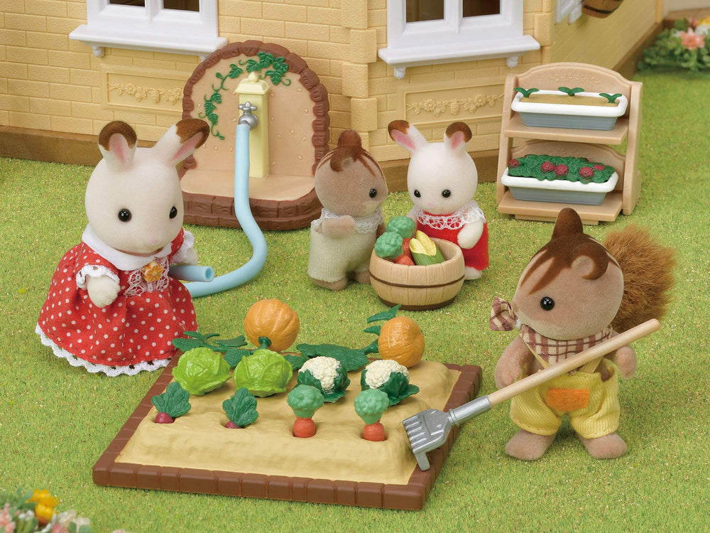 Epoch Sylvanian Vegetable Gardening Set tiny vegetables closeup for tactile play
