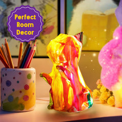 EPUMP Paint Your Own Cat Lamp Kit — finished painted cat lamp glowing warmly