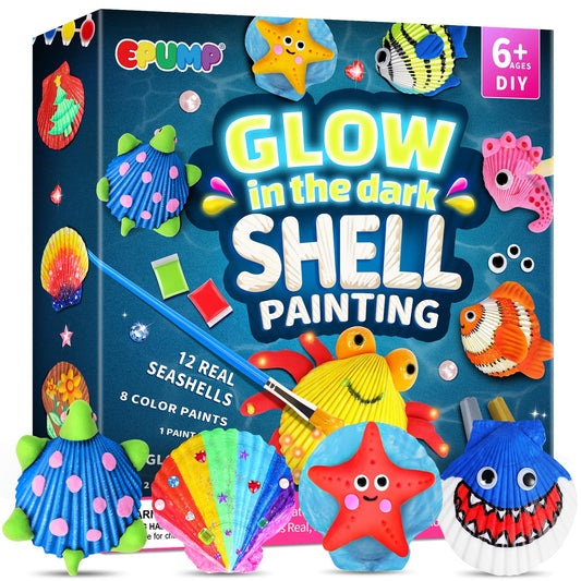 EPUMP Shell Painting Kit glow painting in action for vibrant seashell art.