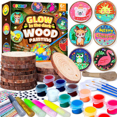 EPUMP wooden painting kit for kids with colorful wood slices for creative art