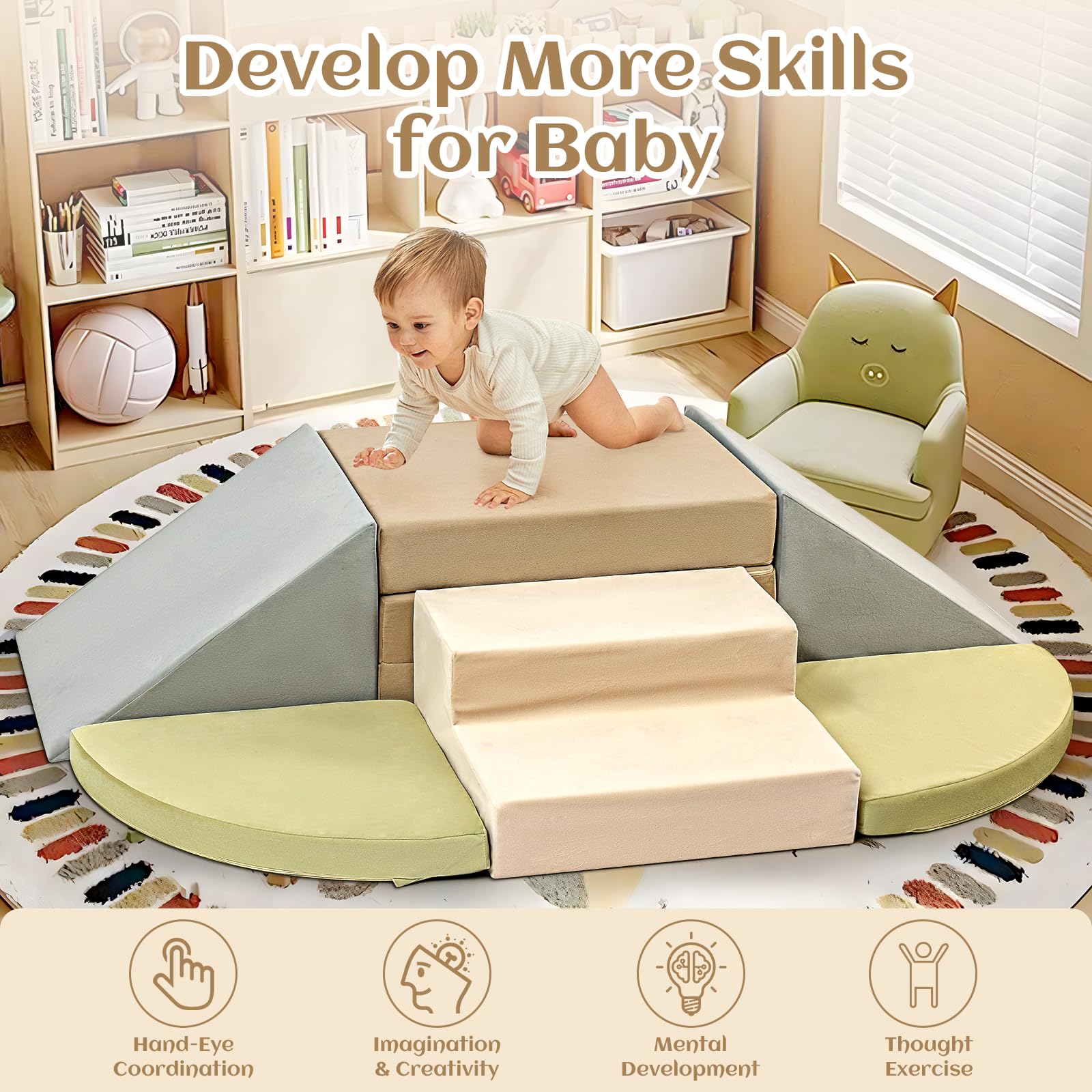 Erament foam climbing blocks for toddlers offering cushioned crawls