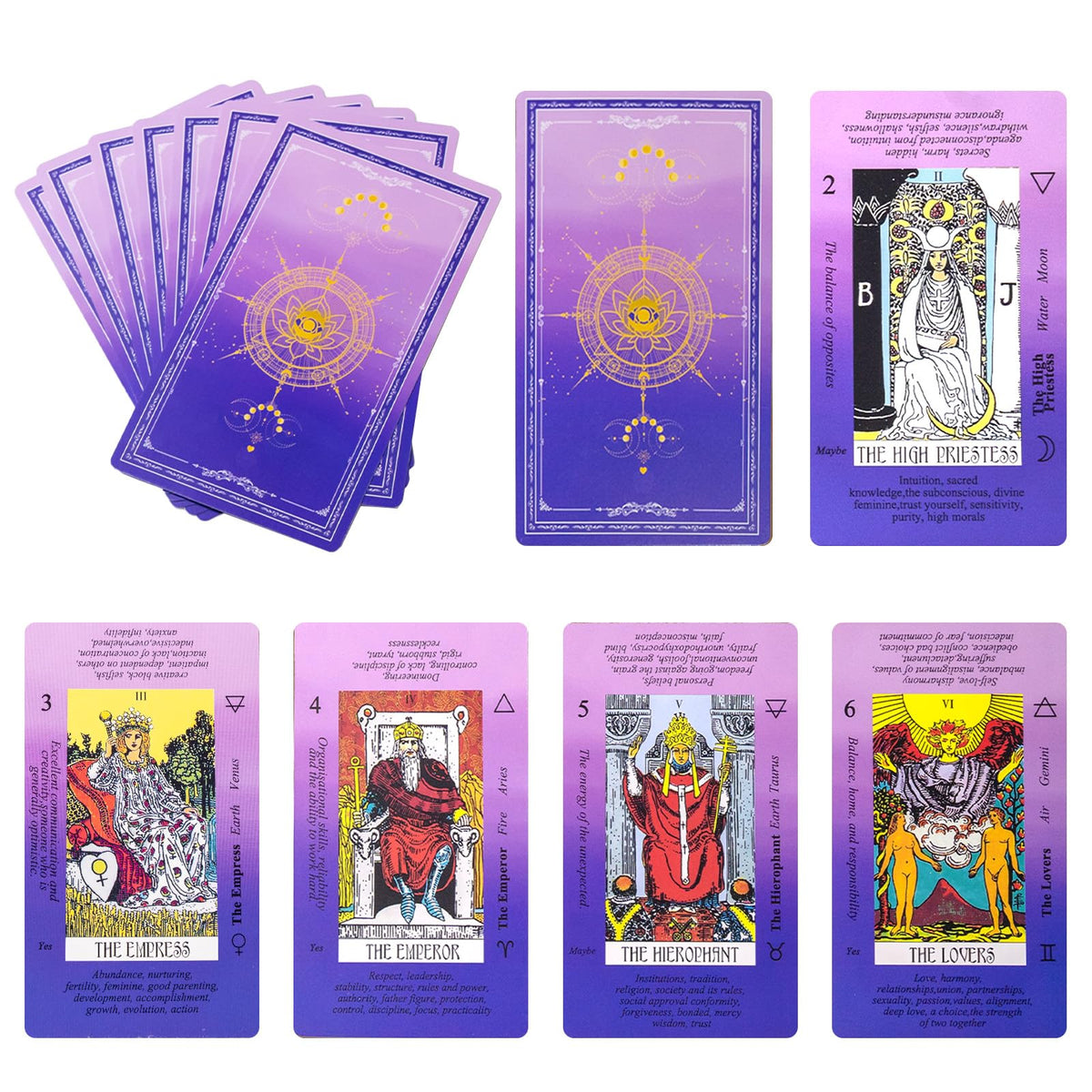 Erbacan tarot beginners deck with 78 cards for guided readings.