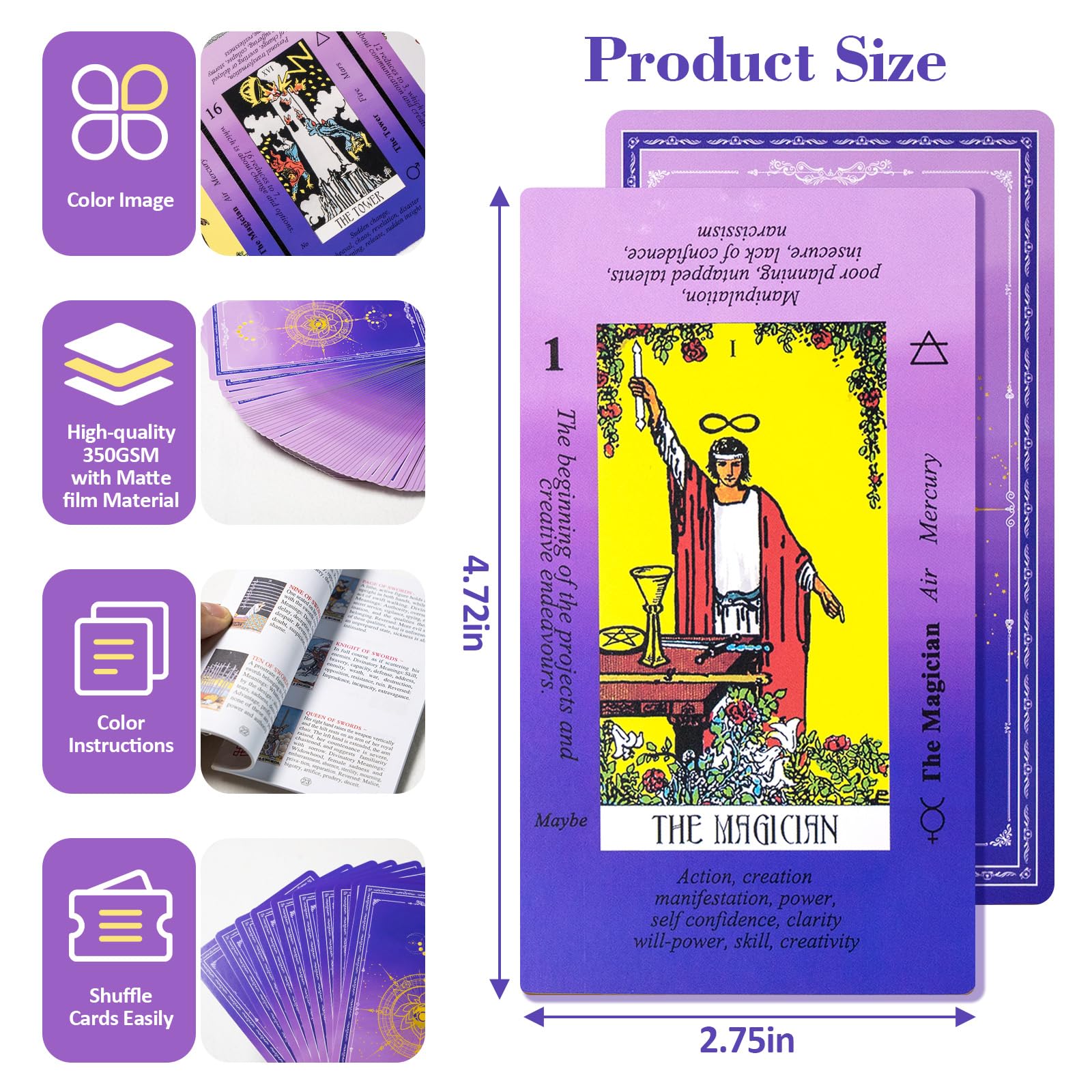 Erbacan tarot cards display meanings on each card for quick insights.