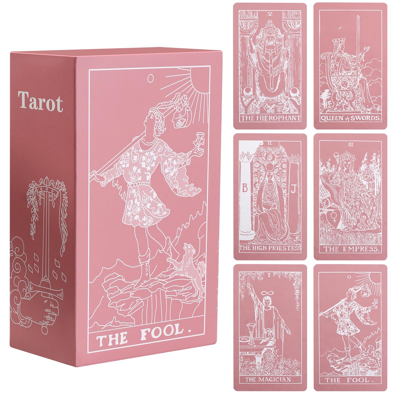 Erbacan Tarot pink cards front view, ideal for beginner-friendly shuffling and handling.