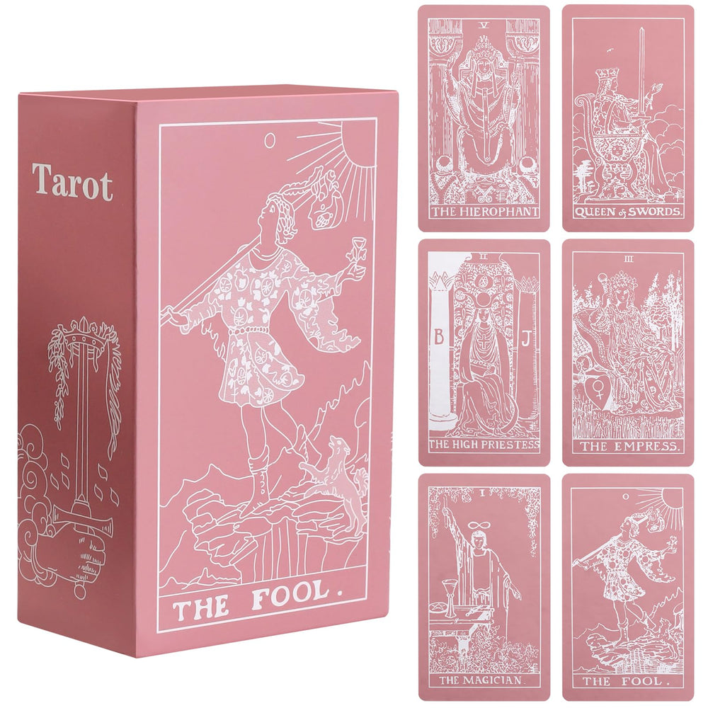 Erbacan Tarot pink cards front view, ideal for beginner-friendly shuffling and handling.