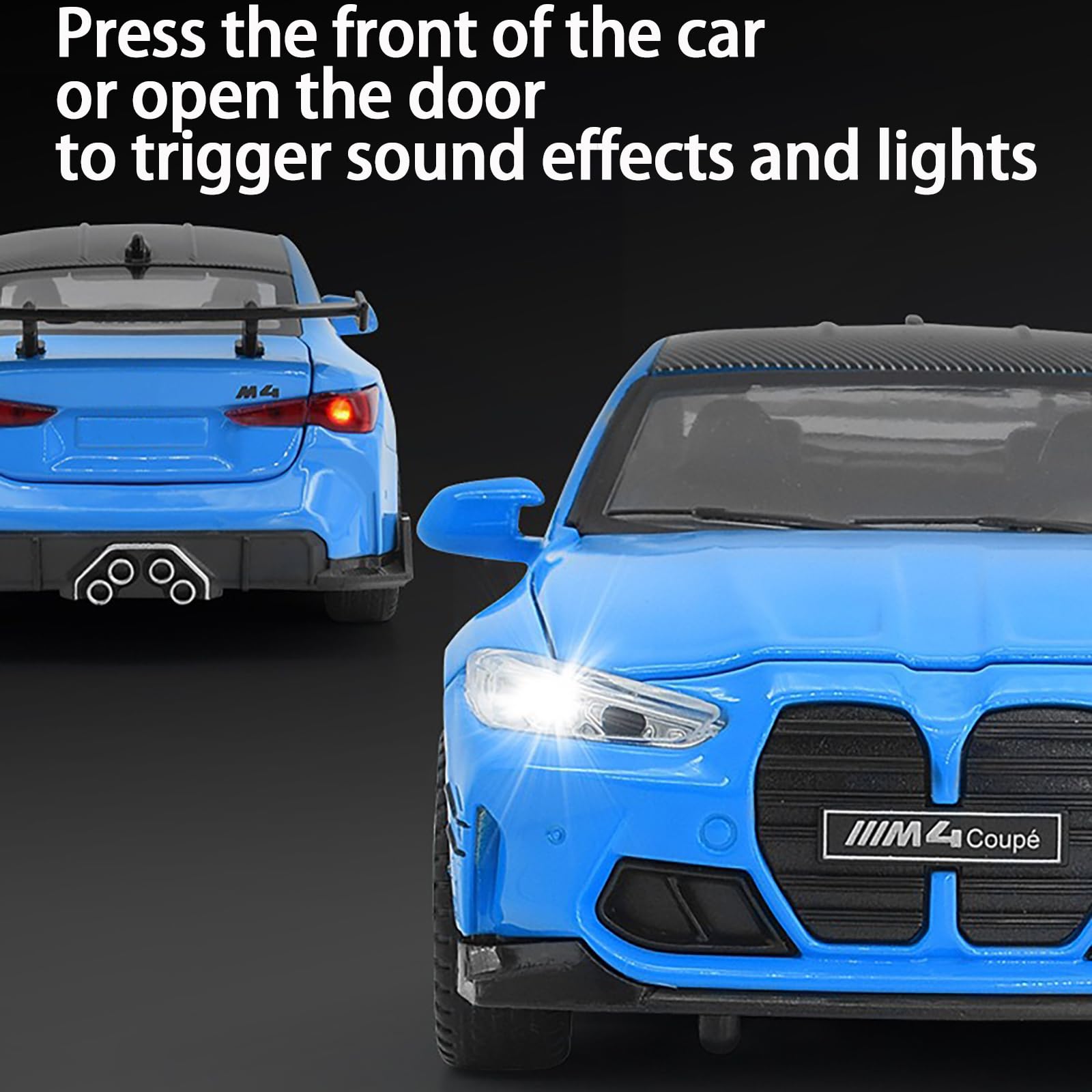 ERBADIHAGO M4 blue front view emphasizes design details and play-ready accents.