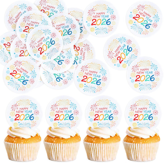 Ercadio 48-piece toppers with fireworks design for New Year desserts.