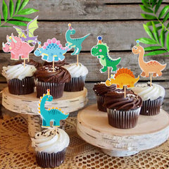 Ercadio dinosaur cupcake topper design C adds whimsy to ice cream and cookies